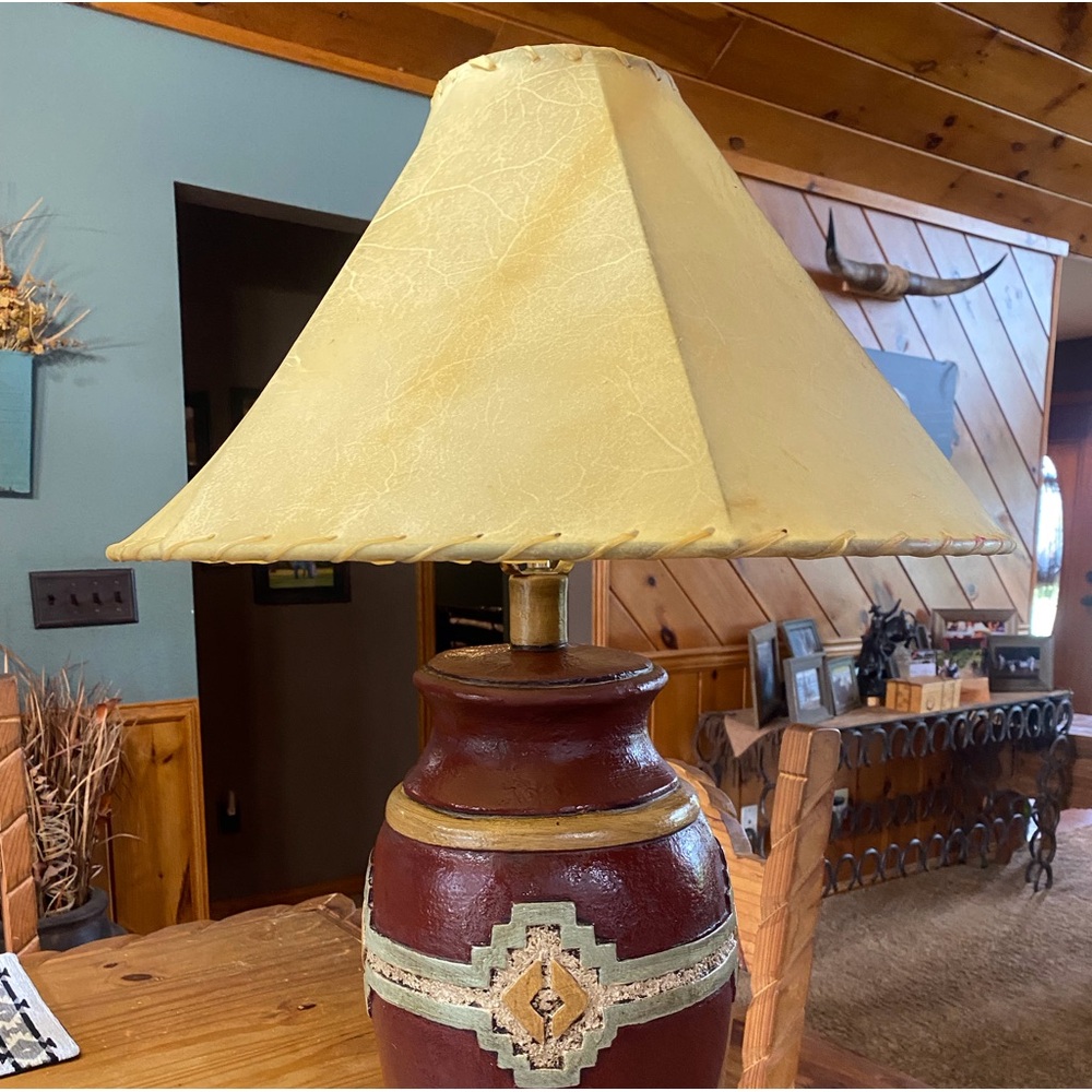 Rustic Southwest lamp with Rawhide shade